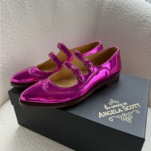 The Office of Angela Scott MARGO Fuchsia Mary Jane Flats Size 36